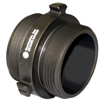 Harrington male swivel fire hose adapter with rocker lugs for quick connections