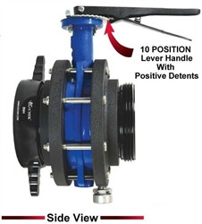 Kochek butterfly valve with bleeder and 10 position handle used on fire apparatus water systems