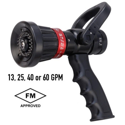Fire Hose Nozzle 1" Constant Gallonage Nozzle 13-25-40 or 60 GPM (Preset to 40 GPM) Fire Hose Nozzle 1" Constant Gallonage Nozzle 13-25-40 or 60 GPM (Preset to 40 GPM)
