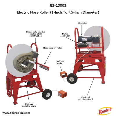 The Rookie Electric Portable Fire Hose Roller (1 to 7.5 inches diameter)