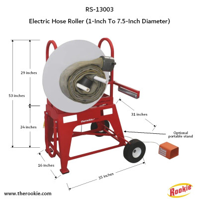 The Rookie Electric Hose Roller (1 to 7.5 inches diameter)