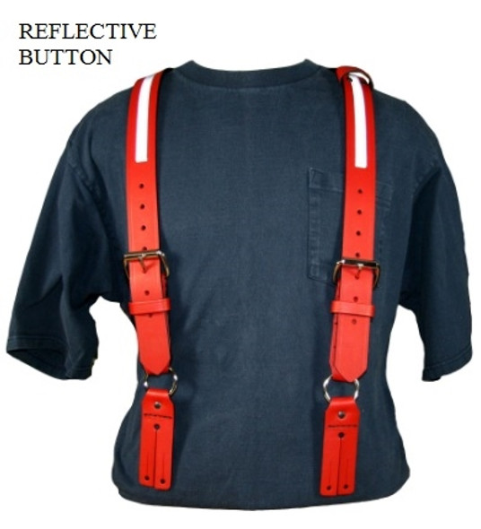 Boston Leather Firefighter Leather Red Suspenders