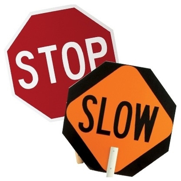 Handheld Paddle Stop/Stop or Stop/Slow Sign, 18"