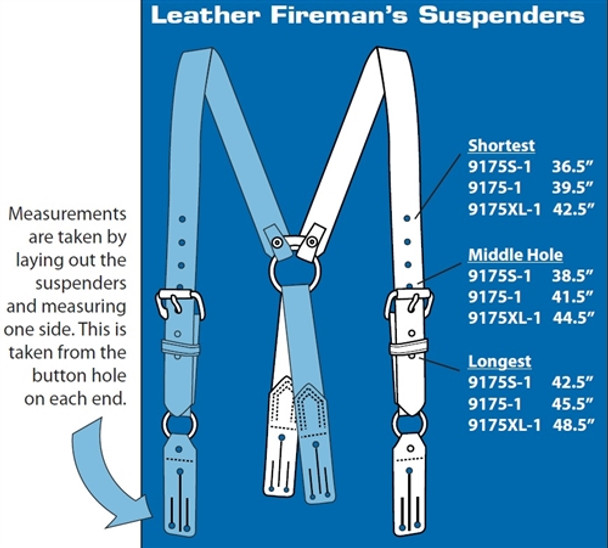 Boston Leather Firefighter Suspenders, Black