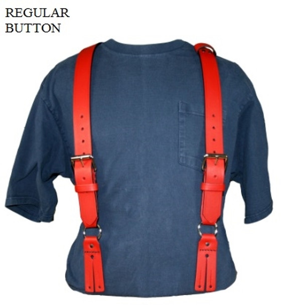 Boston Leather Firefighter Leather Red Suspenders