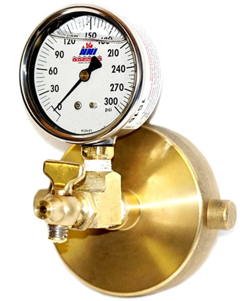 NNI Fire Hydrant Static Pressure Gauge + Straight Nose Drain Cock