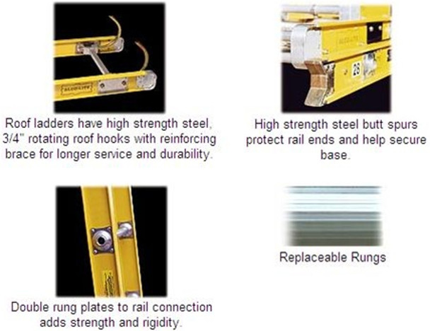 Alco-Lite Firefighter Fiberglass 2-Section Roof Ladder