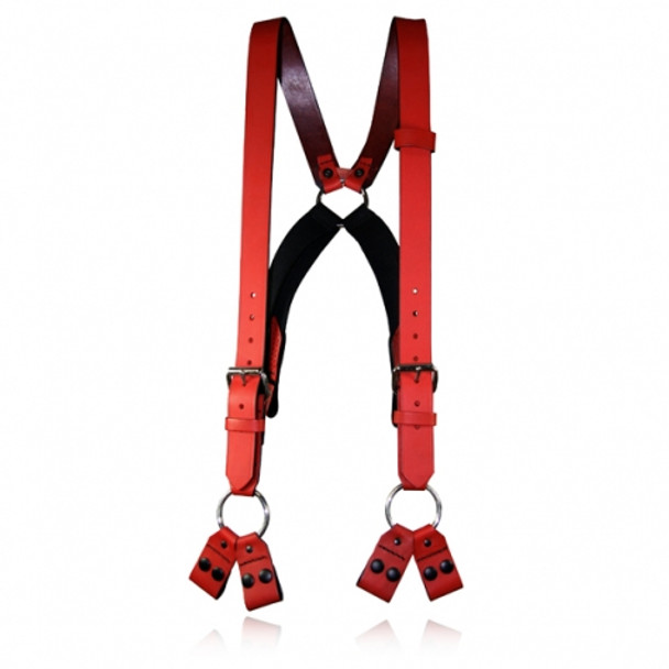 Boston Leather 9174 Firefighter Suspenders, Red