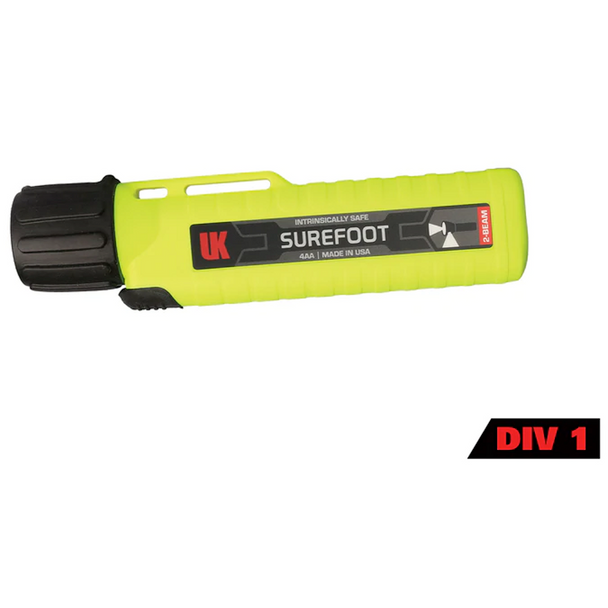 UK 4AA Surefoot Eled - Intrinsically Safe Dual Beam Flashlight