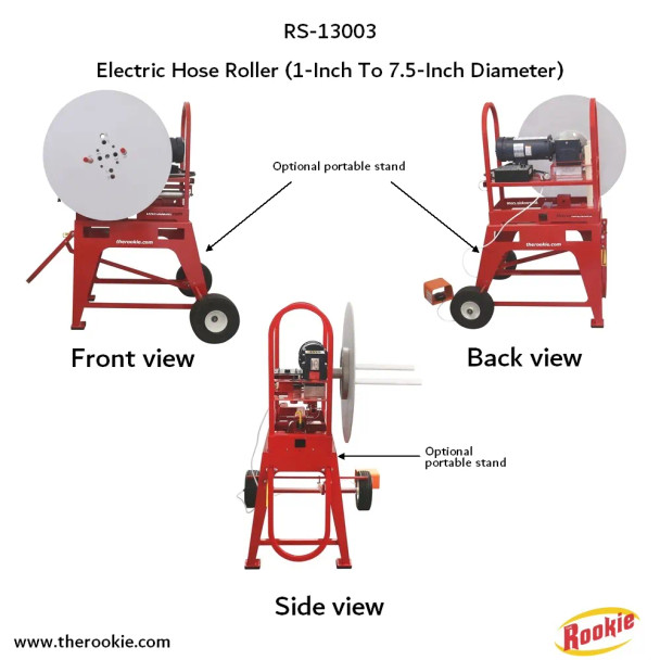 The Rookie Electric Hose Roller (1 to 7.5 inches diameter)