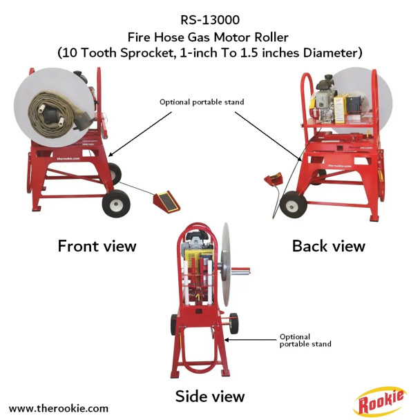 The Rookie Fire Hose Gas Motor Roller  (1 to 1.5 inches diameter, 10 Teeth Sprocket)