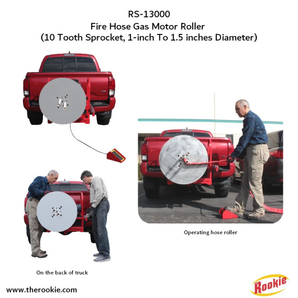 The Rookie Fire Hose Gas Motor Roller  (1 to 1.5 inches diameter, 10 Teeth Sprocket)