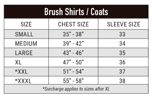 crew boss interface coat nomex yellow size chart