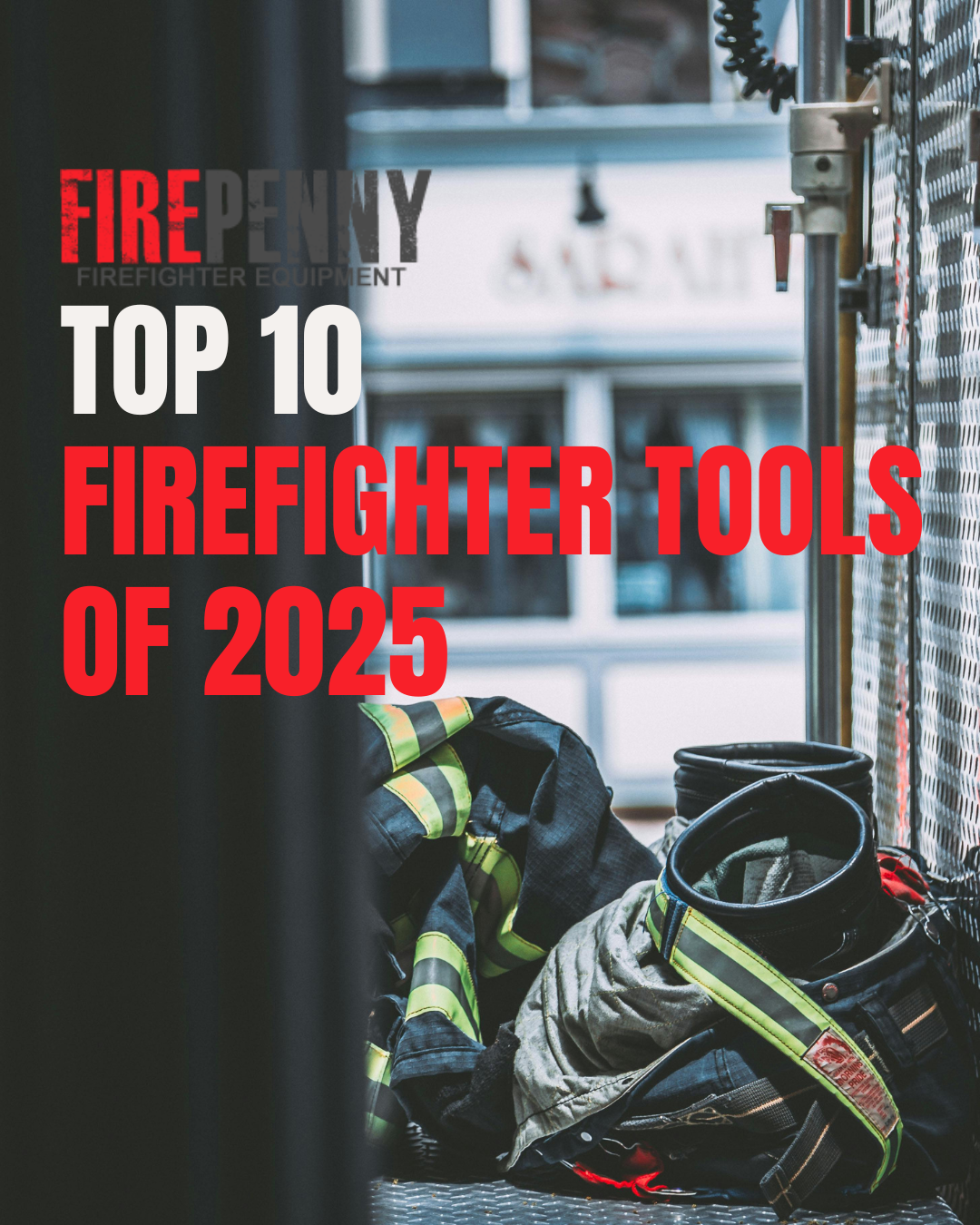 Essential firefighter tools including Halligan bar, fire axe, and pry bar — top firefighting equipment of 2025 from Firepenny