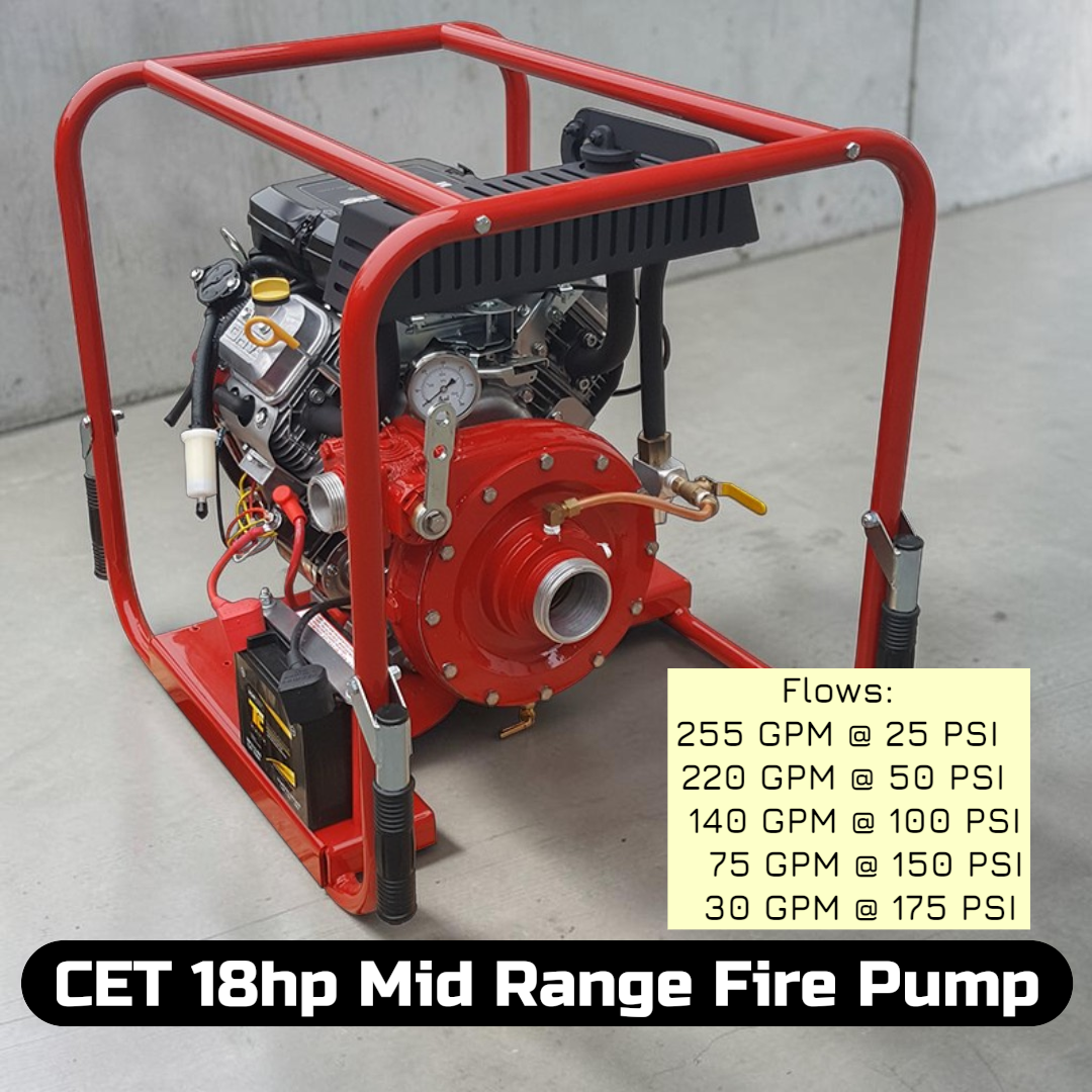 CET 18hp Vanguard Mid Range Portable Fire Pump (pressure/volume)