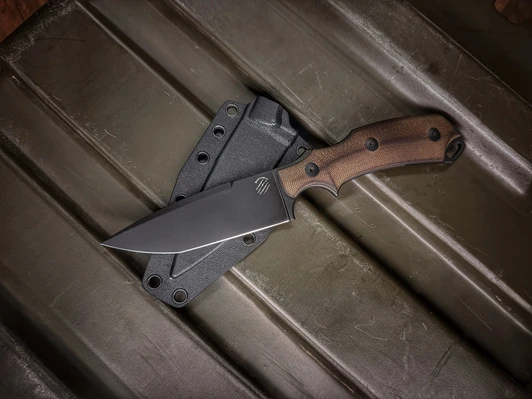 R.E.D Fixed Black Combo Serrated Green Micarta