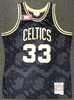 Boston Celtics Larry Bird Autographed Black Mitchell & Ness Gold Toile Swingman Jersey Size L Beckett BAS Stock #177715