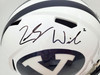 Zach Wilson Autographed BYU Cougars White Full Size Replica Speed Helmet Beckett BAS Stock #191105