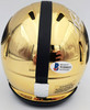 Drew Brees Autographed Purdue Boilermakers Chrome Gold Speed Mini Helmet Beckett BAS Stock #191123