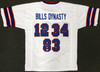 Buffalo Bills Team Greats Autographed White Jersey With 3 Signatures Including Jim Kelly, Thurman Thomas & Andre Reed Beckett BAS Stock #191973