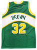 Seattle Supersonics Downtown Fred Brown Autographed Green Jersey MCS Holo Stock #200289