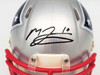 Mac Jones Autographed New England Patriots Silver Speed Mini Helmet Beckett BAS QR Stock #202971