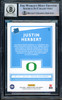 Justin Herbert Autographed 2020 Donruss Rated Rookie Card #4 Oregon Ducks Auto Grade Gem Mint 10 Beckett BAS Stock #206672