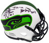 Steve Largent & Jim Zorn Autographed Seattle Seahawks Lunar Eclipse White Speed Mini Helmet MCS Holo Stock #211065