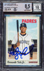 Fernando Tatis Jr. Autographed 2019 Topps Heritage Rookie Card #517 San Diego Padres BGS 8.5 Auto Grade Gem Mint 10 Beckett BAS Stock #212282