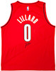Portland Trailblazers Damian Lillard Autographed Red Fanatics Jersey Size XL Beckett BAS QR Stock #214825