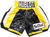 Floyd Mayweather Jr. Autographed Black & Gold Boxing Trunks "50-0" Beckett BAS Witness Stock #221641