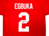 Ohio State Buckeyes Emeka Egbuka Autographed Red Jersey Beckett BAS Witness Stock #222841