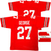 Ohio State Buckeyes Eddie George Autographed Red Jersey "Heisman 1995" Beckett BAS Witness Stock #222844