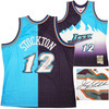 Utah Jazz John Stockton Autographed Blue & Purple Authentic Mitchell & Ness 1996-97 Hardwood Classic Swingman Split Jersey Size XXL Beckett BAS Witness Stock #224342