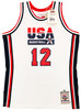 1992 USA Dream Team John Stockton Autographed White Authentic Mitchell & Ness Jersey Size 44 Beckett BAS Witness Stock #224357
