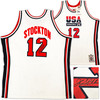 1992 USA Dream Team John Stockton Autographed White Authentic Mitchell & Ness Jersey Size 52 Beckett BAS Witness Stock #224358