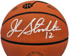 John Stockton Autographed Composite Leather Utah Jazz Logo Basketball Beckett BAS Witness Stock #224366