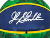 John Stockton Autographed Blue & Green Tie-dye Utah Jazz Logo Basketball Beckett BAS Witness Stock #224369