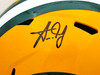 Aaron Jones Autographed Green Bay Packers Yellow Full Size Speed Replica Helmet Beckett BAS Witness Stock #224718