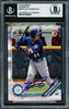 Julio Rodriguez Autographed 2019 1st Bowman Prospects Rookie Card #BP33 Seattle Mariners Beckett BAS Stock #227333