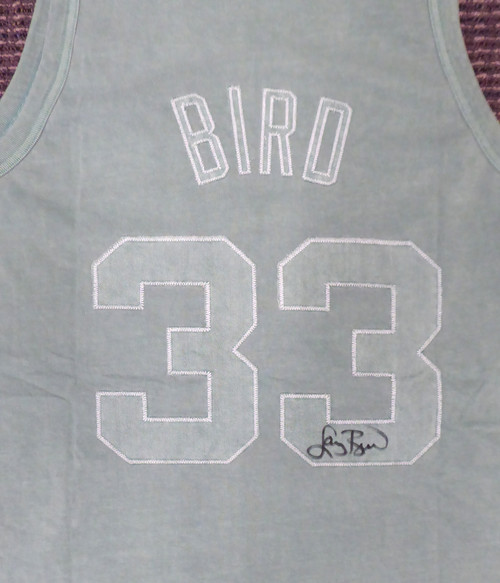 Boston Celtics Larry Bird Autographed Green Mitchell & Ness Washed Out Swingman Jersey Size XL Beckett BAS Stock #177711