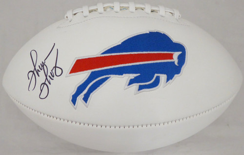 Thurman Thomas Autographed Buffalo Bills White Logo Football Beckett BAS Stock #178098