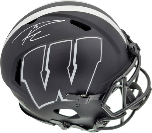 Russell Wilson Autographed Wisconsin Badgers Eclipse Black Full Size Speed Authentic Helmet RW Holo Stock #181847