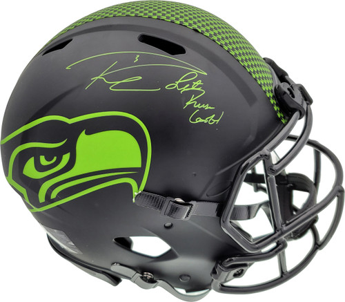 Russell Wilson Autographed Seattle Seahawks Eclipse Black Full Size Speed Authentic Helmet "Let Russ Cook!" LE #/12 RW Holo & Beckett BAS Stock #182234
