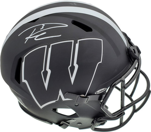 Russell Wilson Autographed Wisconsin Badgers Eclipse Black Full Size Speed Authentic Helmet "#3" RW Holo & Beckett BAS Stock #182236