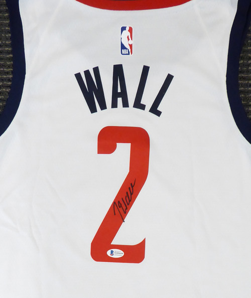 Washington Wizards John Wall Autographed White Nike Swingman Jersey DC Logo Size L Beckett BAS Stock #182246