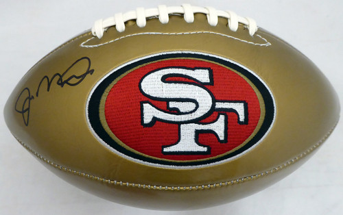Joe Montana Autographed San Francisco 49ers Gold Logo Football Beckett BAS Stock #182279