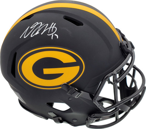 Davante Adams Autographed Green Bay Packers Black Eclipse Full Size Speed Authentic Helmet Beckett BAS Stock #185690
