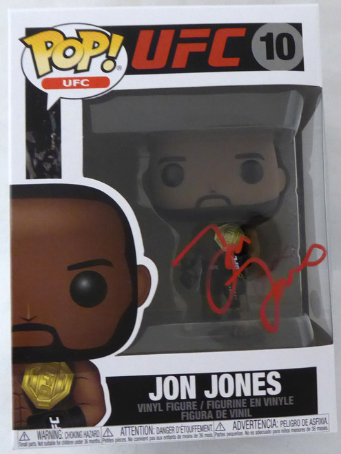 Jon Bones Jones Autographed UFC Funko POP Vinyl Figurine In Red Beckett BAS Stock #185709