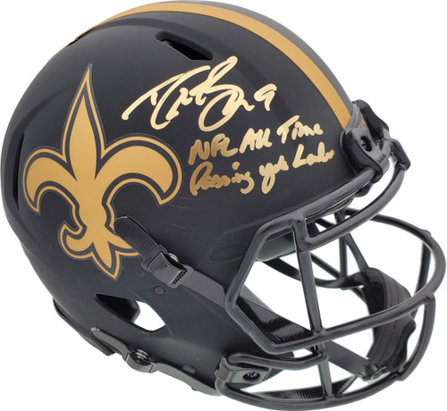 Drew Brees Autographed New Orleans Saints Black Eclipse Full Size Speed Authentic Helmet "NFL All Time Passing Yds Leader" Beckett BAS Stock #185738